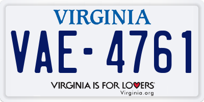 VA license plate VAE4761