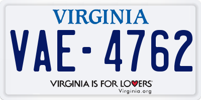 VA license plate VAE4762