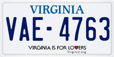 VA license plate VAE4763