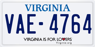 VA license plate VAE4764