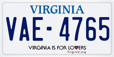 VA license plate VAE4765