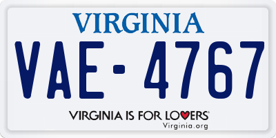 VA license plate VAE4767