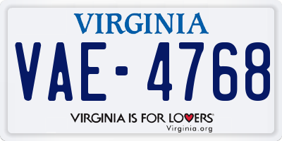 VA license plate VAE4768