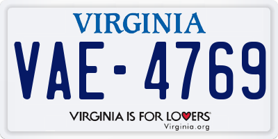 VA license plate VAE4769