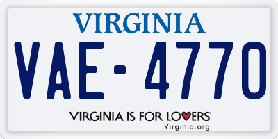 VA license plate VAE4770