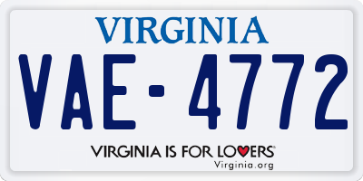 VA license plate VAE4772