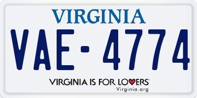 VA license plate VAE4774
