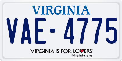 VA license plate VAE4775