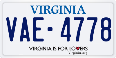 VA license plate VAE4778