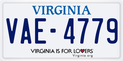 VA license plate VAE4779