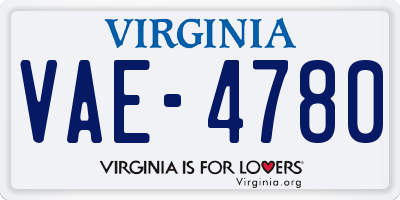 VA license plate VAE4780