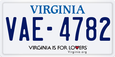 VA license plate VAE4782