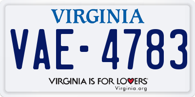 VA license plate VAE4783
