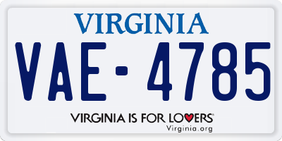 VA license plate VAE4785
