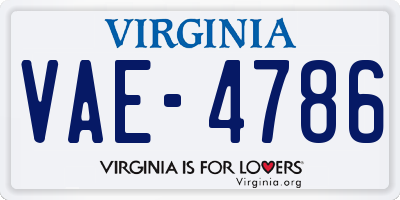 VA license plate VAE4786