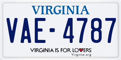 VA license plate VAE4787