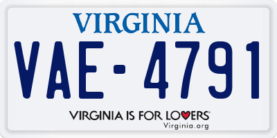 VA license plate VAE4791