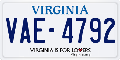 VA license plate VAE4792