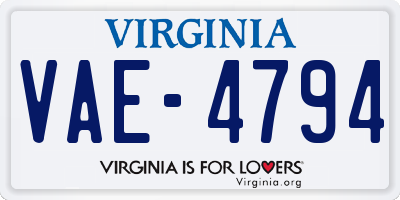 VA license plate VAE4794