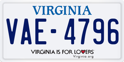 VA license plate VAE4796