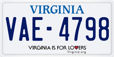 VA license plate VAE4798