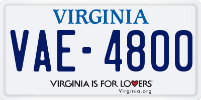 VA license plate VAE4800