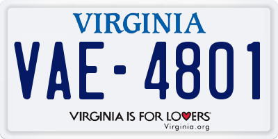 VA license plate VAE4801