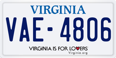 VA license plate VAE4806