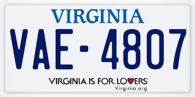 VA license plate VAE4807