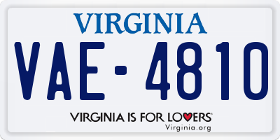 VA license plate VAE4810