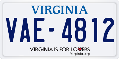 VA license plate VAE4812