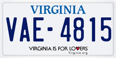 VA license plate VAE4815