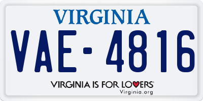 VA license plate VAE4816