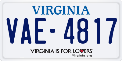 VA license plate VAE4817
