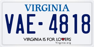 VA license plate VAE4818