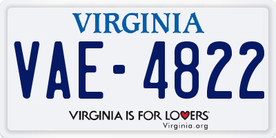 VA license plate VAE4822