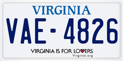 VA license plate VAE4826