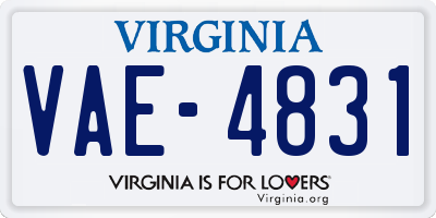 VA license plate VAE4831