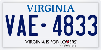 VA license plate VAE4833
