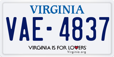 VA license plate VAE4837