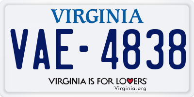 VA license plate VAE4838