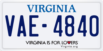 VA license plate VAE4840
