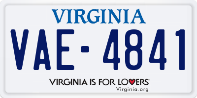 VA license plate VAE4841
