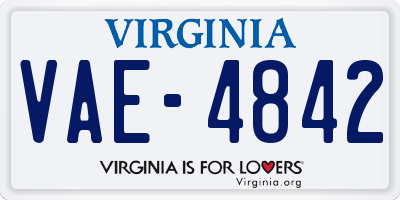 VA license plate VAE4842