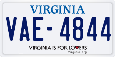 VA license plate VAE4844