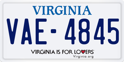 VA license plate VAE4845
