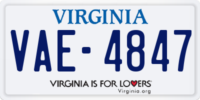 VA license plate VAE4847