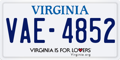 VA license plate VAE4852