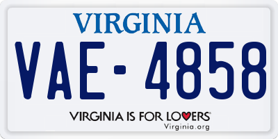VA license plate VAE4858