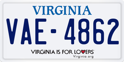 VA license plate VAE4862